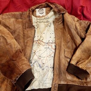 Brown Leather Jacket vintage Rose leather Eisenhower jacket